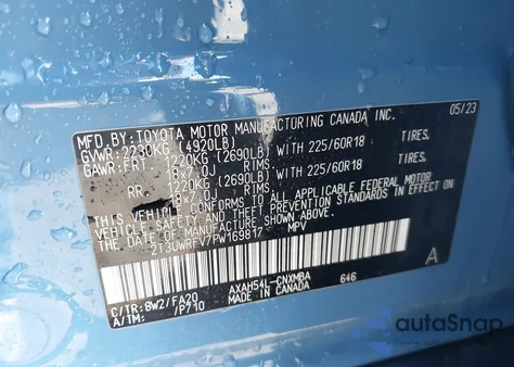 2023 Toyota Rav4 Hybrid Woodland Edition from USA, damaged, VIN 2T3UWRFV7PW169817